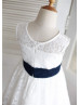 Ivory Lace Tulle Knee Length Flower Girl Dress 